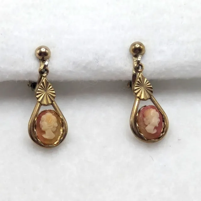 Gold Tone Pink Stone Silhouette Tear Shape Drop Style Clip On Earrings