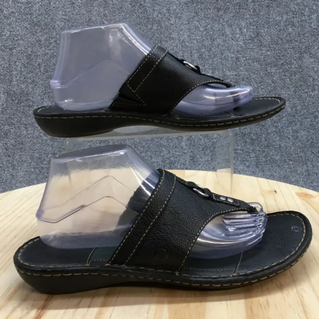 Born Sandals Womens 10  M Flip Flop Thong Flats W31465 Black Leather Slip On