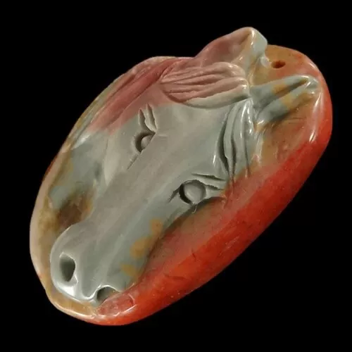 BC06109# Hand Carved Unique Horse Succor Creek Jasper Pendant Bead Gemstone 2