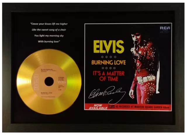 Elvis Presley 'Burning Love' Signed Gold Cd Disc Collectable Memorabilia Gift