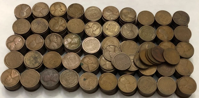 Lot of 500+ circ TWENTIES Lincoln wheat cents.  Dates 1920-1929. 10+ ROLLS. #4