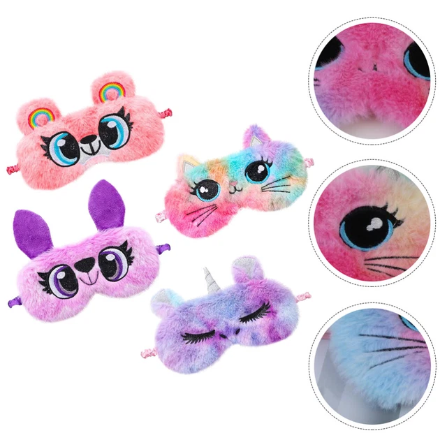 4pcs Plüsch Schlafmaske Reise Blindbund Tier Augen Schlafmaske Kunstpelzabdeckun