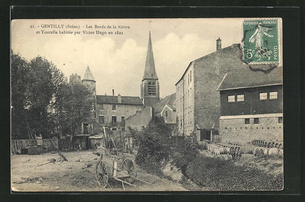 CPA Gentilly, Les Bords de la Bièvre et Tourelle habitèe par Victor Huge en 182