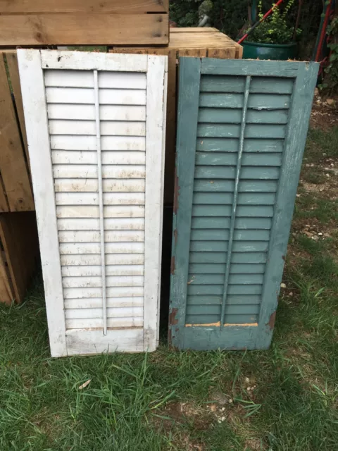 Vtg Pair of Wood  Door,  Shutter Architectural Salvage Wall Art Panels 14in x 37