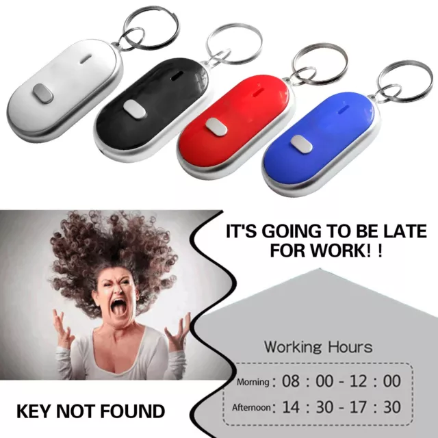 LED Lost Key Finder Locator Keychain Whistle Sound Control Keyring Locator US