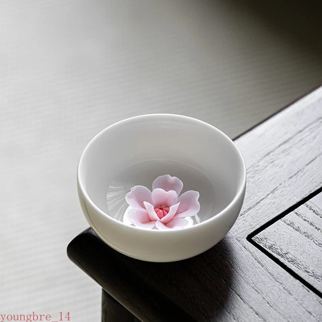 Sheep Fat Jade Porcelain Handmade Flower Shaped Cup Master Cup Kung Fu Tea Set