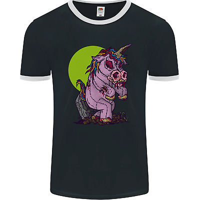 A Zombie Unicorn Funny Halloween Horror Mens Ringer T-Shirt FotL