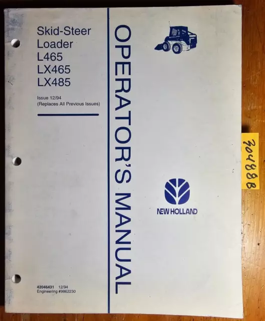 New Holland L465 LX465 LX485 Skid-Steer Loader Owner Operator Manual 42046431 95