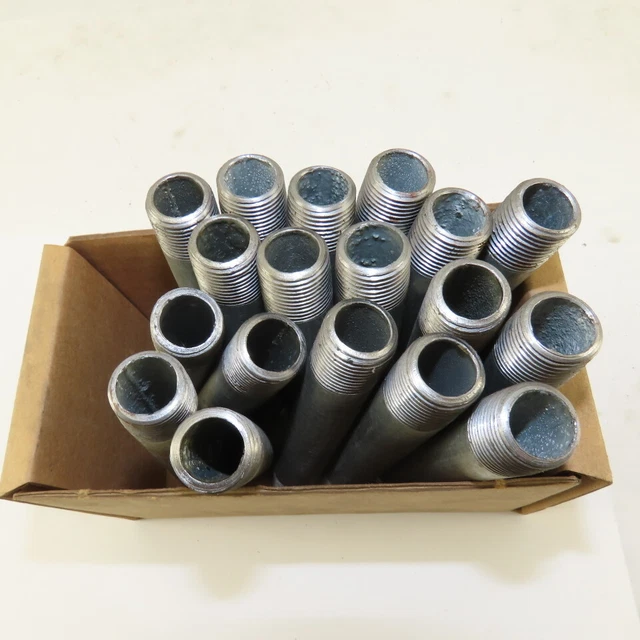3/8" NPT x 4-1/2" Galvanized Iron Pipe Nipple Fitting Schedule 40 Lot of 18