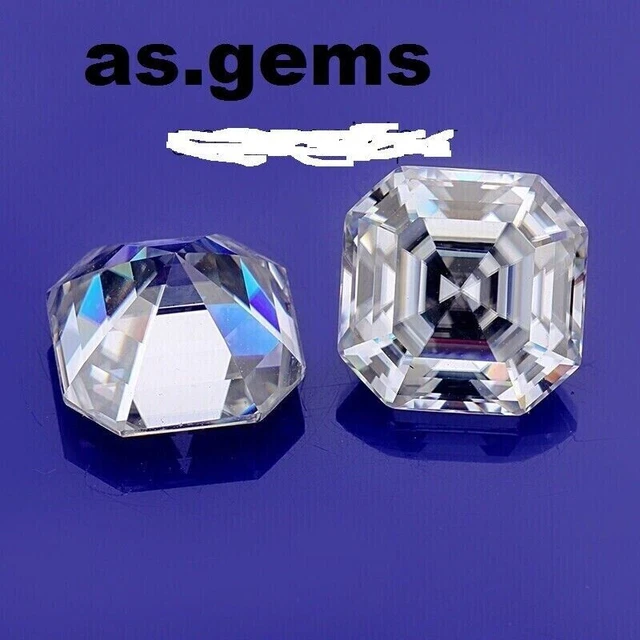 Blanc naturel D couleur VVS1 Asscher Cut Moissanite Excellent Cut Loose...