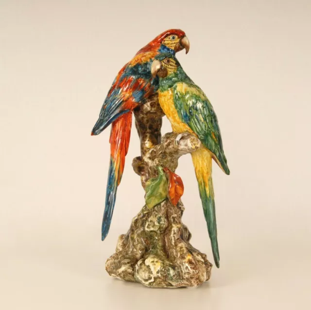 porzellan Papagei Vogel figur Kakadu Barock tierfigur Italien keramik Art deco