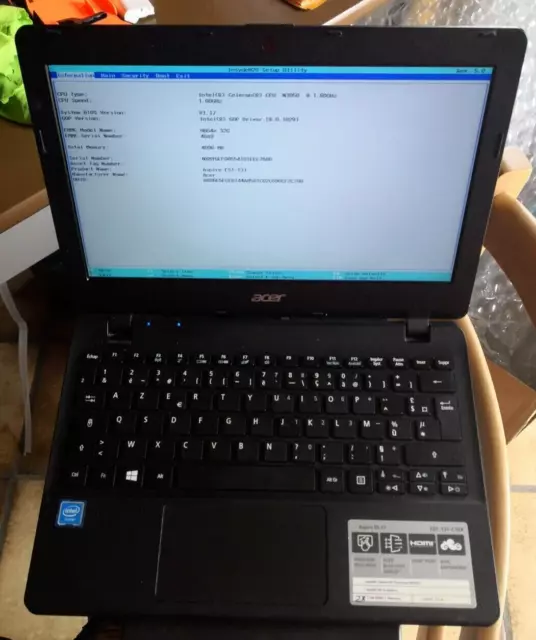 Acer Aspire ES1-131 11.6" Intel Celeron N3050 1.6Ghz SSD 32Go 4Go Windows 10