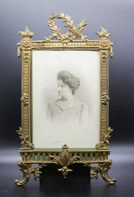 antique 19th C gilt bronze picture / mirror Frame, height 10.2 inch / 26 cm