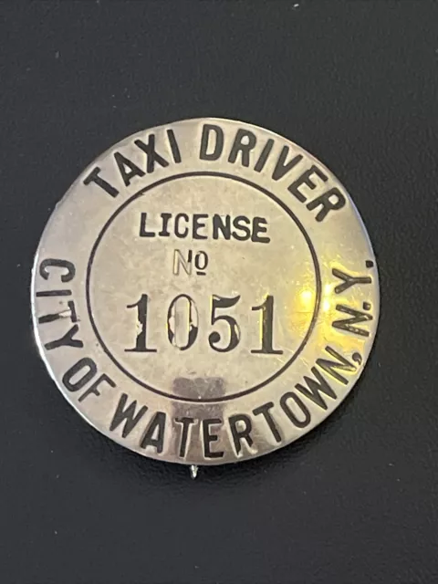 Taxi Driver/Chauffeur badge from Watertown, NY, Undated with original pin intact