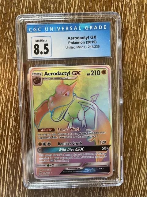 Aerodactyl GX 244/236 SECRET RARE FULL ART Pokemon SM Unified Minds NM Holo  2019