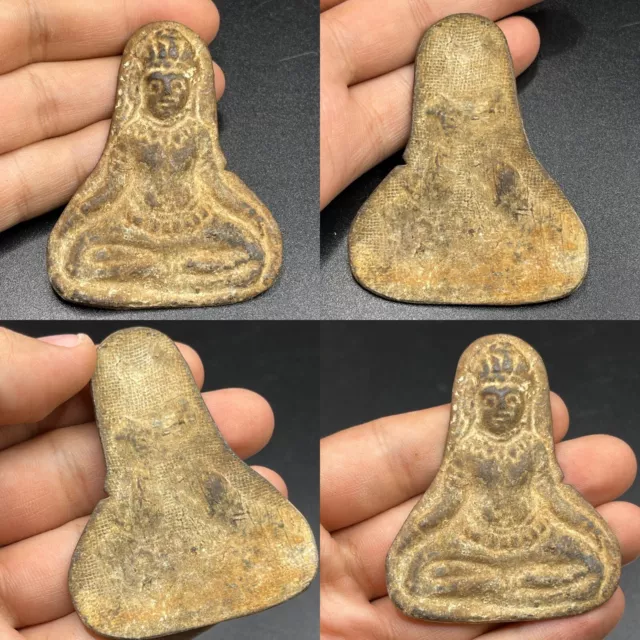 Unique Near Eastern Old Bronze Ghandhara Sitting Depicting Picture Very Rare