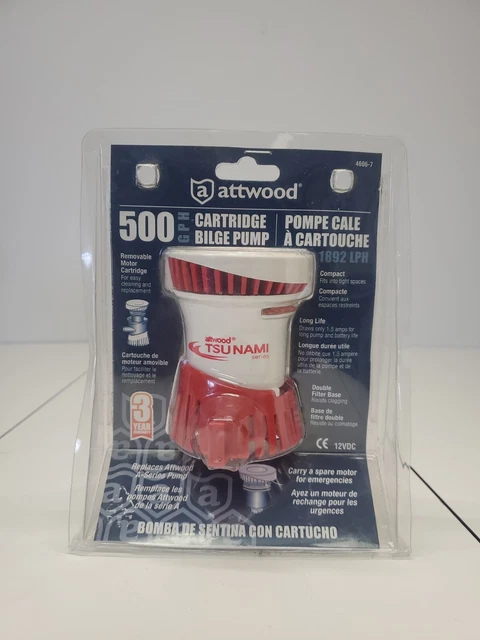 Attwood 4606-7  Tsunami Cartridge Bilge Pump 500 GPH 12V  by Attwood