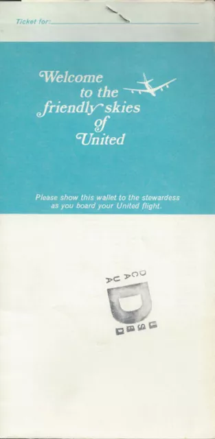 United Air Lines ticket jacket wallet c 1969 Friendly Skies [0102]