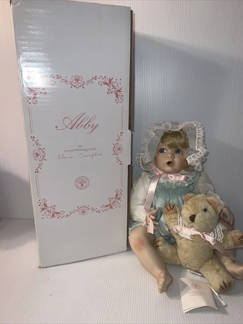 Vintage Hamilton Collection Porcelain Doll Abby With Bear 1994
