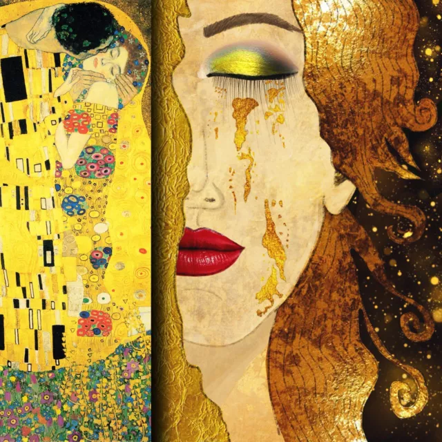 TIME4BILD GUSTAV KLIMT Der Kuss und Tränen BILDER LEINWAND ART auf Keilrahmen