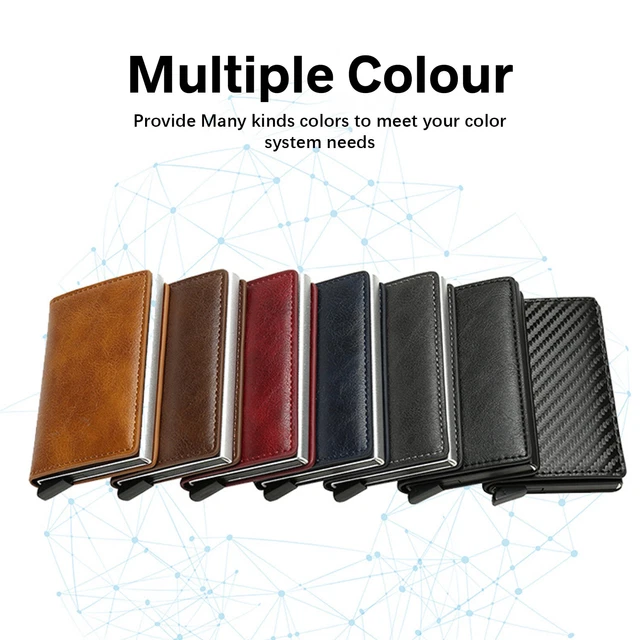 Mens Carbon Fiber RFID Blocking Leather Wallet Purse Slim Credit Card ID Holder 3