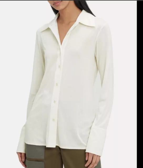 NWT Helmut Lang silk jersey shirt women’s S in color bleach $310