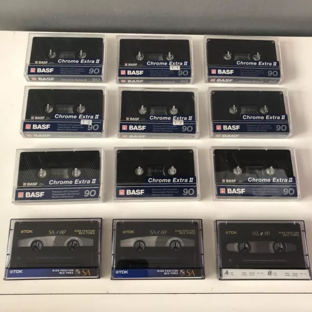 Lot de 12 Cassettes  BASF Chrome Extra II 90 et TDK SA -  Comme neuf