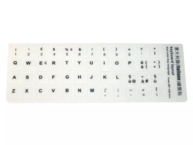 Adesivi Bianchi Etichette Lettere per Tastiera Italiana Stickers White Keyboard