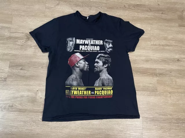 Men’s Floyd Mayweather T-Shirt Black Sz L Money Rap Tee Vs Pacquiao Adult Boxing
