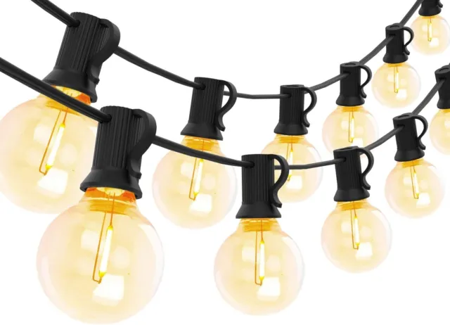 Yuucio Outdoor LED String Feston Lights 100FT/30M Mains Powered 52 Bulbs (P138)