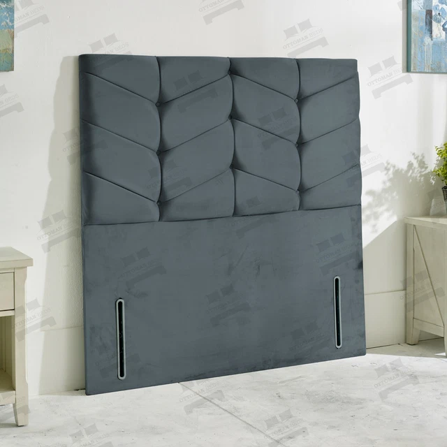 Chevron Headboard Upholstered Art Deco Design Floor Standing Bed Headboard