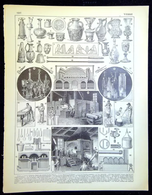 Ancienne gravure de presse  - Le Verre