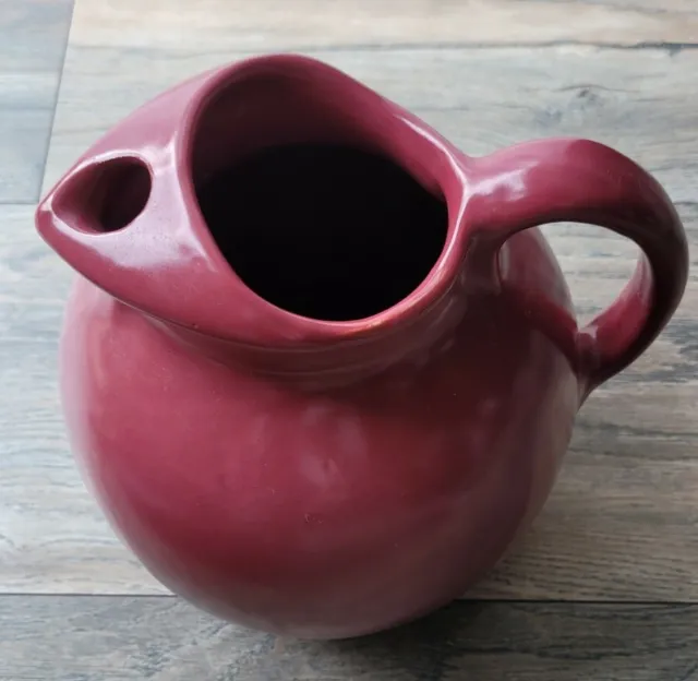 Vintage Burgundy 8" Jug Pitcher Carafe Harlequin? Ball Jug Heavy GUC