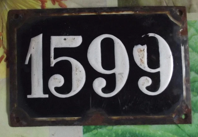 Grande Old Black French House Number 1599 Door Gate da Parete Piatto D Metallo+