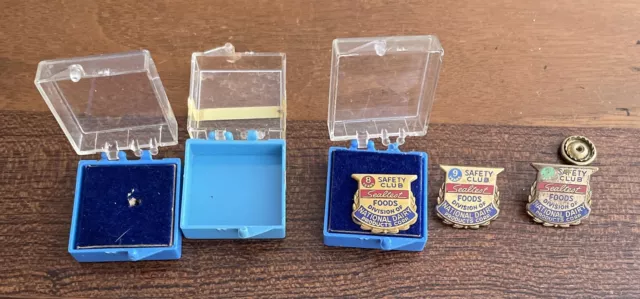 3 Sealtest Vtg Service Pins Safety Club Dairy Employee