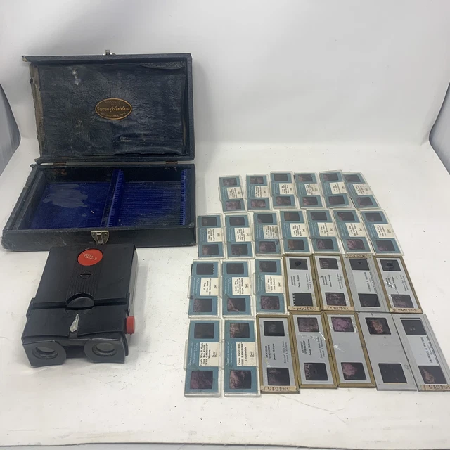Buscador de vista 3D con botón rojo estéreo realista colorista estéreo estéreo con 27 diapositivas