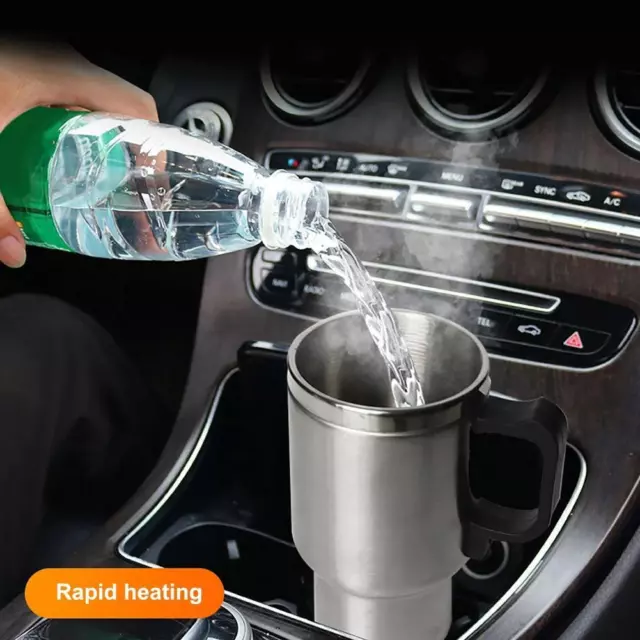 Travel Coffee Heated Mug 500ml Car Based Heating Stainless 12V Steel Cup U1D7