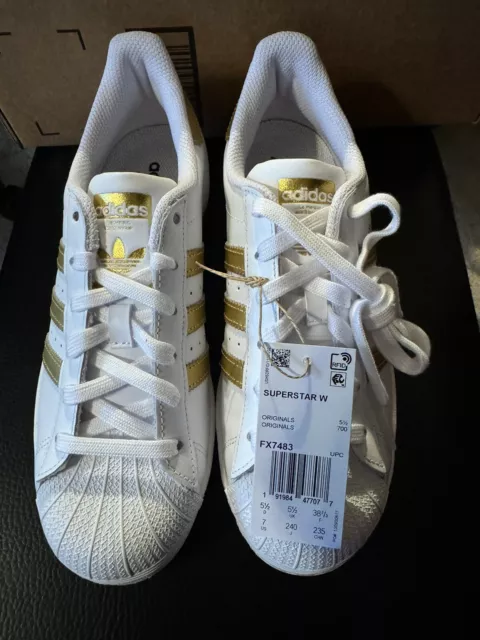 Adidas Superstar Women’s Shoes - White & Gold - Size US7 - Brand New w/ Tags!