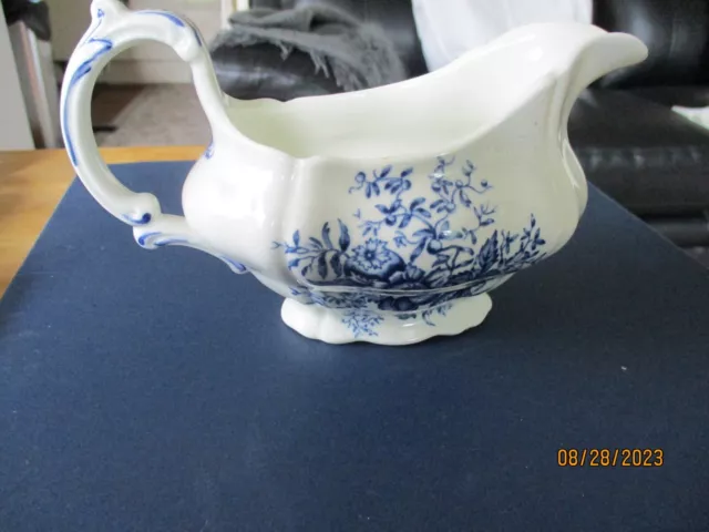 Vintage Booths Gravy Boat - Blue 'Peony' Pattern A8021 - Used - Good Condition