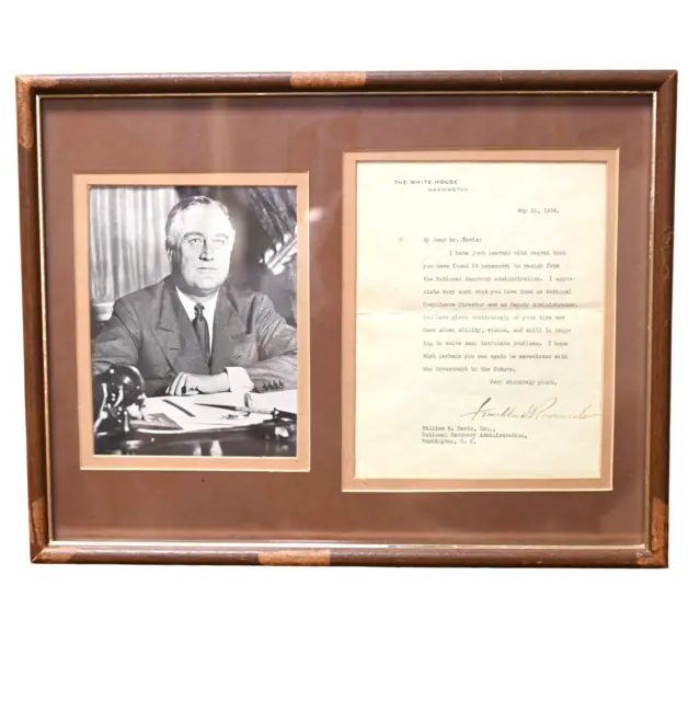 PRESIDENT FRANKLIN D ROOSEVELT SIGNED LETTER TO WILLIAM H DAVIS AUTOGRAPH c1934