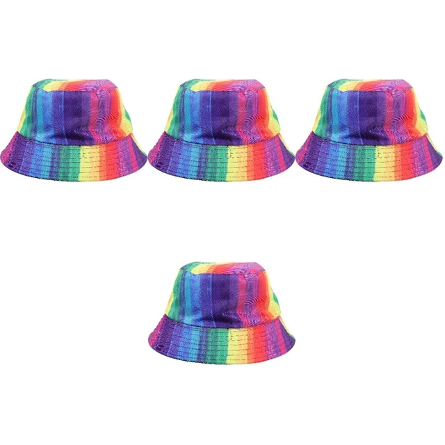 4pcs Rainbow Bucket Hat pour fierté Parade costume fête du chapeau de seau