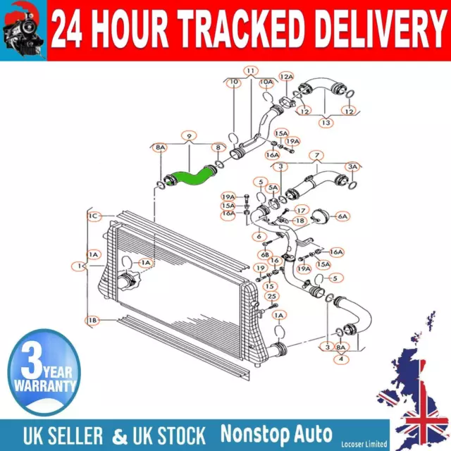 Tubo Tubo Intercooler Turbo Per Audi A3 Tt 1.9 Tdi 2.0 Tfsi 1K0145832B 3