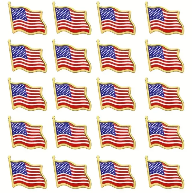 Lot Of 10 American Flag US Lapel Pin United States USA Hat Tie Badge Gold Trump