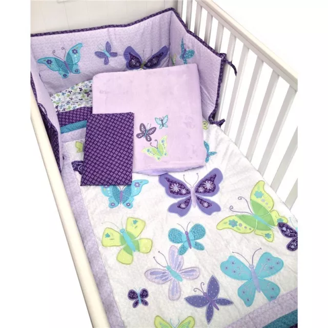 Cot / Cot Bed 5 Piece Beautiful Butterflies Babies Bedding Set-Brand New-Bagged