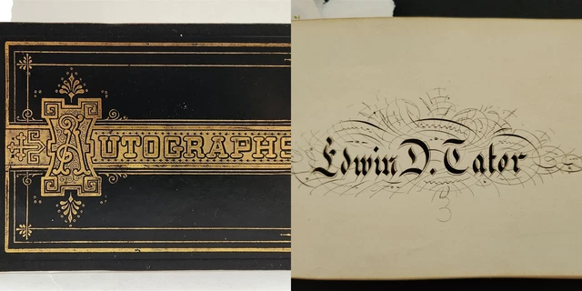 1882 antique AUTOGRAPH ALBUM poughkeepsie ny FRAKTUR E TATOR eastman bus college