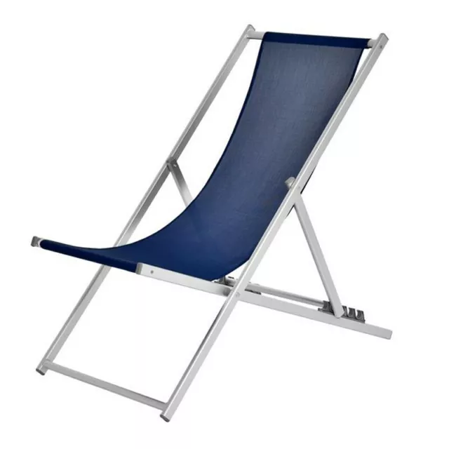 Sedia a sdraio in alluminio pieghevole colore blu da giardino piscina spiaggia