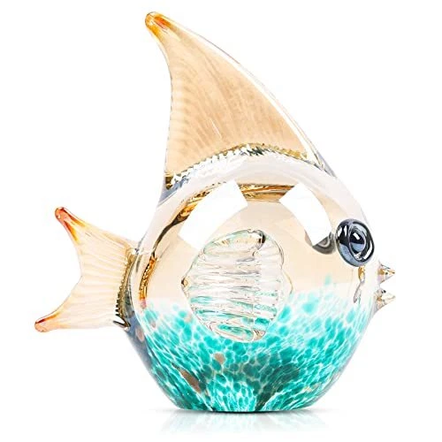 Cute Glass Fish Figurines Blown Glass Animals, Crystal Art Sea Animals