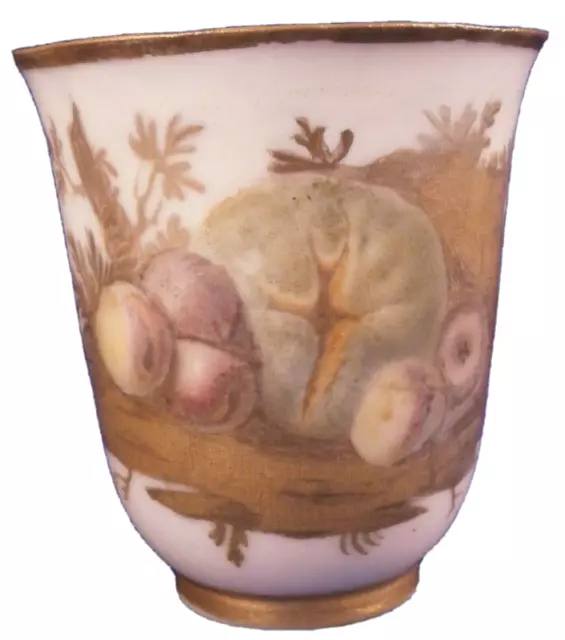 Antique 18thC Capodimonte Porcelaine Doux Pâte Fruit Scène Gobelet Cup Italian