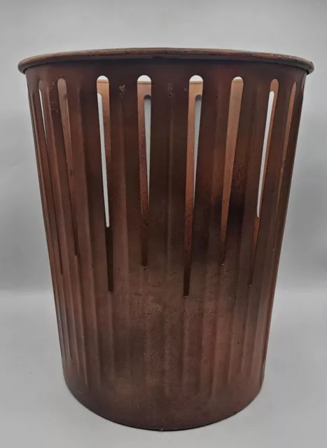 Vintage ERIE ART METAL CO. Pressed Metal Trash Can ~ BRIGHT COPPER