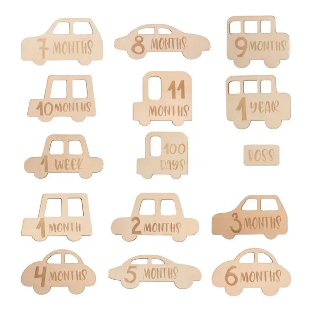 15Pcs Baby Monthly Milestone wood cards for Boys Girls Baby Shower Gifts